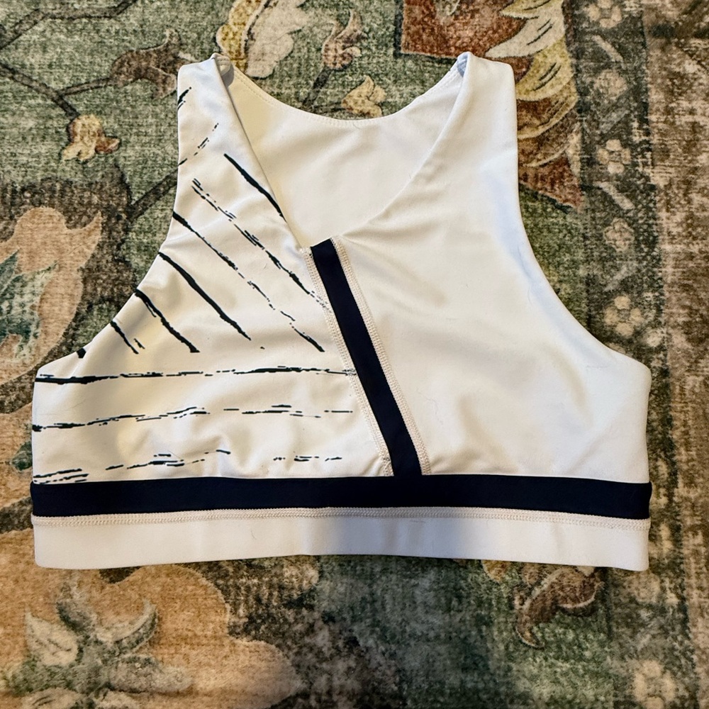 Blue & white sports bra